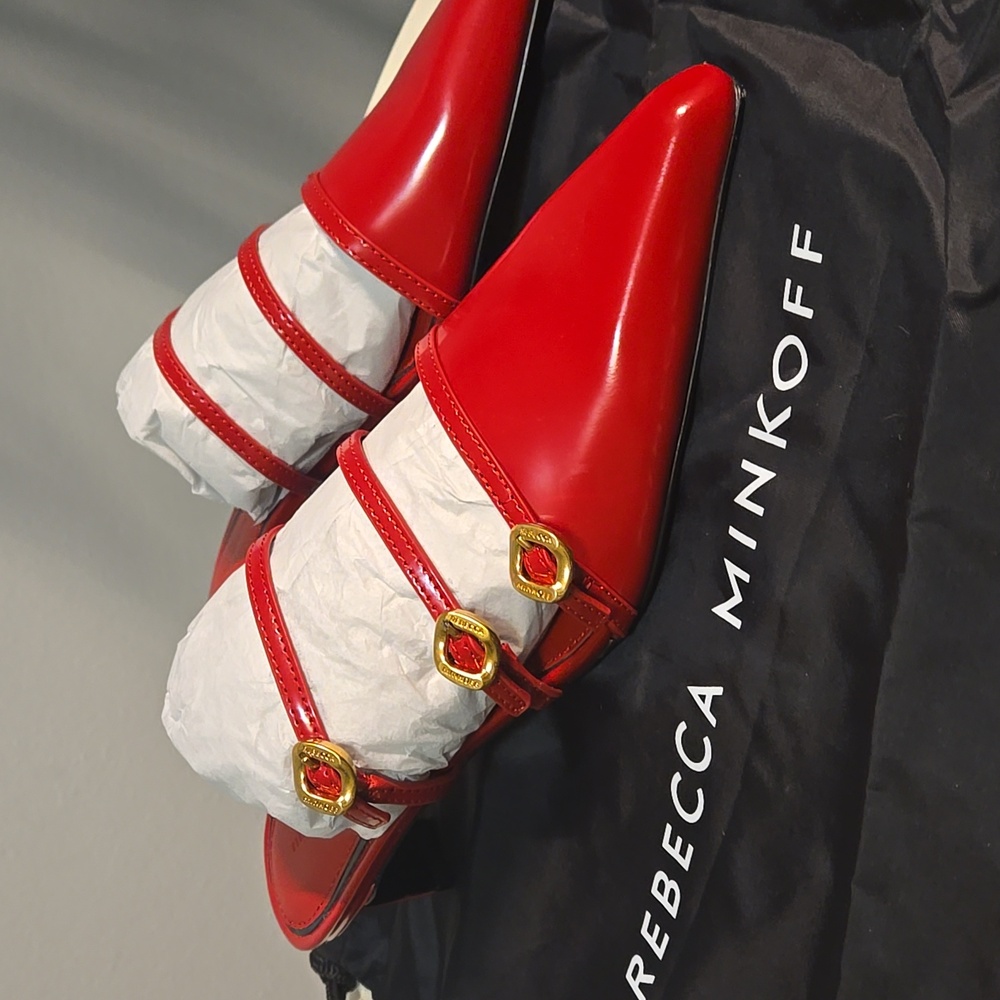 Rebecca Minkoff Mule W Buckles Seduction Red - Picture 8 of 10